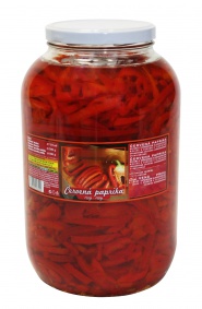 Paprika červená sterilovaná S/4 - řezy ve sladkokyselém nálevu 1650g